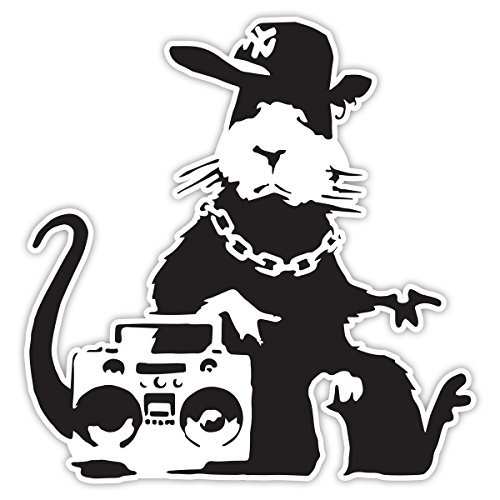 Banksy Rat Ghetto Design | Art Wand Graffiti Vinyl Aufkleber | Urban Art Fenster, Auto, Laptop Aufkleber - Large - 20x20cm von Unbekannt