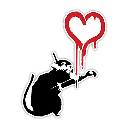 Banksy Rat rot Herz Design | Art Wand Graffiti Vinyl Aufkleber | Urban Art Fenster, Auto, Laptop Aufkleber - Extra Large - 40x32cm von Unbekannt