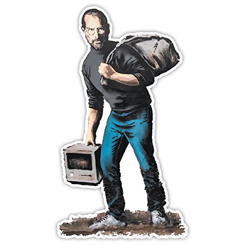 Banksy Steve Jobs Son of a Ausländische Design | Art Wand Graffiti Vinyl Aufkleber | Urban Art Fenster, Auto, Laptop Aufkleber - Large - 20x12cm von Unbekannt