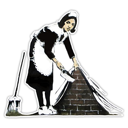 Banksy Zimmermädchen Design | Art Wand Graffiti Vinyl Aufkleber | Urban Art Fenster, Auto, Laptop Aufkleber - Extra Large - 40x44cm von Unbekannt
