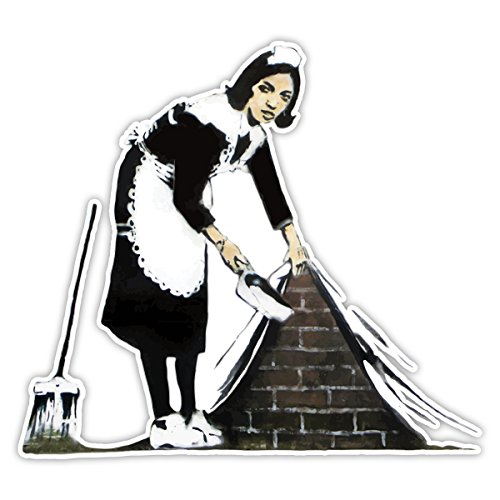 Banksy Zimmermädchen Design | Art Wand Graffiti Vinyl Aufkleber | Urban Art Fenster, Auto, Laptop Aufkleber - Large - 20x22cm von Unbekannt