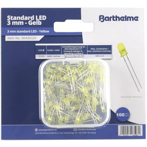 Barthelme LED-Sortiment Gelb Rund 3mm 600 mcd 30° 20mA 2V von Barthelme