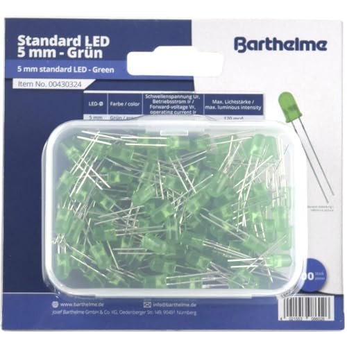 Barthelme LED-Sortiment Gruen Rund 5mm 120 mcd 35° 20mA 3V von Barthelme