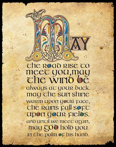 Unbekannt Holzschild mit Irischem Segensspruch Irish Blessing - Schild aus Holz mit verzierten keltischen Buchstaben bedruckt - 18 x 24 cm von Unbekannt
