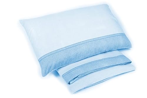 Bee Flanell-Bettwäsche-Set für Doppelbett, hergestellt in Italien (2P, Hellblau) von Bee