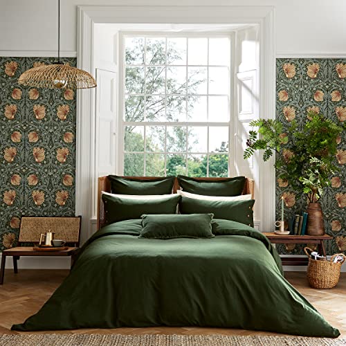 Bettbezug aus Leinen, Baumwolle, Grün von Morris & Co