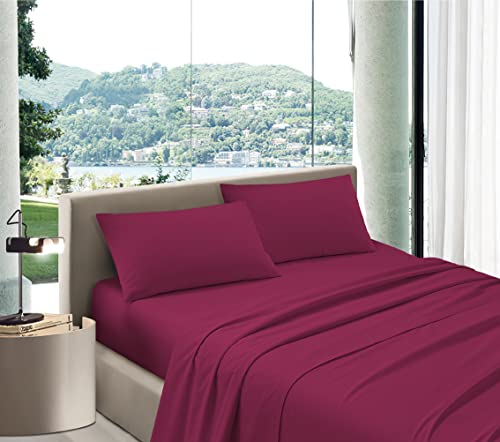 Bee Bettwäsche Maxi Coccole Baumwolle – Bettwäsche-Set für Doppelbett Made in Italy – Unterseite 180 x 200 cm, Höhe 30 cm (Bordeaux, King-Size: 180 x 200 cm) von Unbekannt