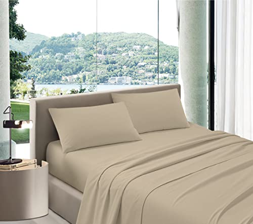 Bee Bettwäsche Maxi Coccole Baumwolle – Bettwäsche-Set für Doppelbett, Made in Italy – Unterseite 180 x 200 cm, Höhe 30 cm, Sand, Kingsize-Bett 180 x 200 cm von Unbekannt