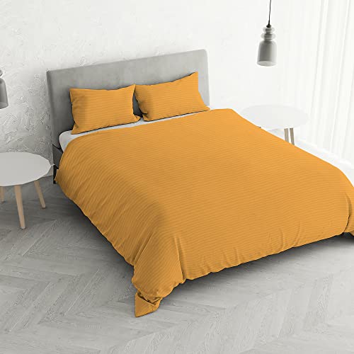 Italian Bed Linen Bettwäsche-Set aus Satin-Streifen, Orange, Doppelbett von Italian Bed Linen