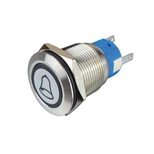 Sintron Connect Metalltaster 19 mm mit Klingelsymbol und Ringbeleuchtung Weiss von Blanko