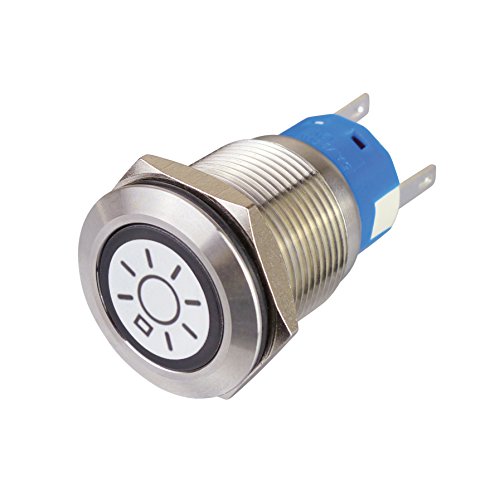 Sintron Connect Metalltaster 19 mm mit Lichtsymbol und Ringbeleuchtung Weiss von Blanko