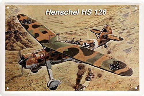 Blechschild 20x30 cm Henschel HS 126 Wehrmacht Flugzeug Weltkrieg Deutsches Reich Metall Schild von Unbekannt