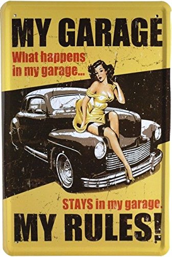 Blechschild 20x30 cm My Garage my Rules Werksatt Schild Pin up Girl Metall Schild von Unbekannt