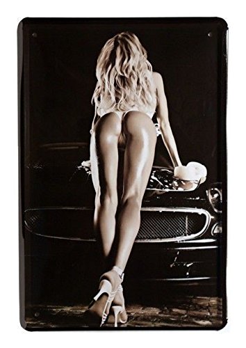 Unbekannt Blechschild 20x30 cm Pin up Girl Washing car Sexy Erotik Werkstatt Garage Auto Waschen Metall Schild von Unbekannt