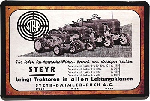 Unbekannt Blechschild 20x30 cm Steyr Daimler Puch Programm Traktor Bulldog Werbung Metall Schild von Unbekannt