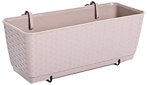 Blumenkasten Balkonkasten Blumentopf Rattan Optik Ratolla mit Halterungen Untersetzer 2 Größen 4 Farben von rg-vertrieb (500 Mocca) von Unbekannt