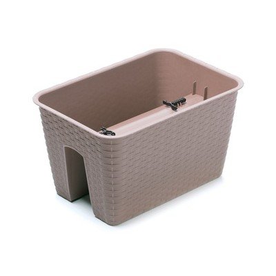 Blumenkasten Balkonkasten Railing Geländerkasten Blumentopf 4 Farben Rattan Optik 2 Größen von rg-vertrieb (400 Mocca) von Unbekannt