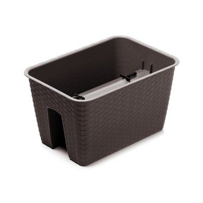 Blumenkasten Balkonkasten Railing Geländerkasten Blumentopf 4 Farben Rattan Optik 2 Größen von rg-vertrieb (400 Umbra) von Unbekannt
