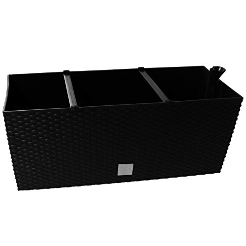 Blumenkasten Schwarz Balkonkasten Rattan Optik Pflanzkasten Bewässerung Wasseranzeiger Blumenkasten Schwarz Balkonkasten Rattan Optik Pflanzkasten Bewässerung Wasseranzeiger von Unbekannt