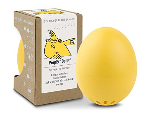 PiepEi Detlef für Weicheier - Singende Eieruhr zum Mitkochen - Eierkocher für 1 Härtegrad - Für perfekte weiche Eier - Lustiges Kochei - Musik Eggtimer - Brainstream Gelb von Brainstream
