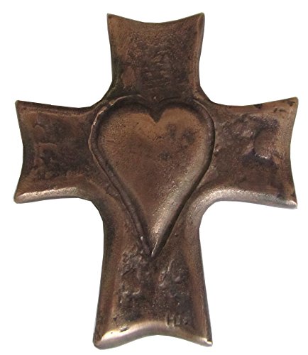 Wilde Bronzekreuz Bronze Kreuz Herz Kommunion 8 cm * 7 cm von Wilde