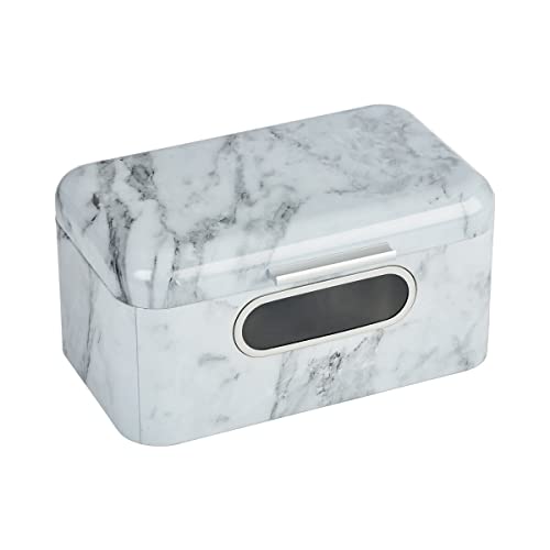 Brotkasten, praktische Brotdose, Eisen Brotbox, Metall Box, Marmor-Optik, aromadicht, frische Brotaufbewahrung, Brot Brötchen Kuchen, 30 x 19,5 x 15 cm von Unbekannt