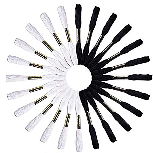 CRSF005 Stickgarn, 100 % Baumwolle, 100 schwarze Fäden und 12 weiße Stränge, Kreuzstich CRSF005 Stickgarn, 100 % Baumwolle, 100 schwarze Fäden und 12 weiße Stränge, Kreuzstich von Unbekannt