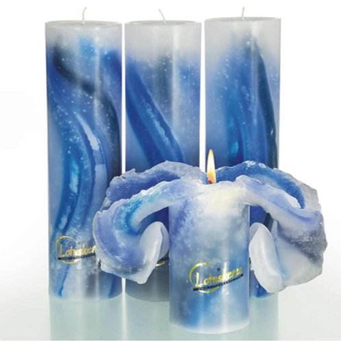 Candela Lotus-Kerze Aquarell Blau Töne 28 cm von Unbekannt