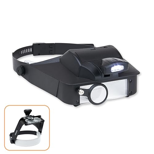 Carson LumiVisor 2x/3x/5x/6x Kopflupe mit LED und verstellbarem Kopfband (LV-10), Schwarz von CARSON