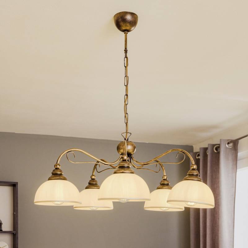 Casale Hängeleuchte Lampe Fünfflammig Leuchte Hängeleuchte E27 Metall Glas B-Ware von Unbekannt
