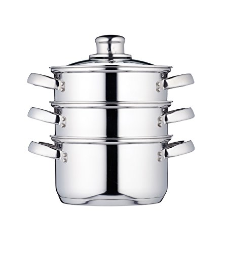 KitchenCraft 3 Kochtopf Set, Dampfgarer/Suppentopf Steamer 3-stufig, Induktionssicher, Edelstahl, in Geschenkbox, 16 cm (6''), Silber KitchenCraft 3 Kochtopf Set, Dampfgarer/Suppentopf Steamer 3-stufig, Induktionssicher, Edelstahl, in Geschenkbox, 16 cm (6''), Silber von KitchenCraft