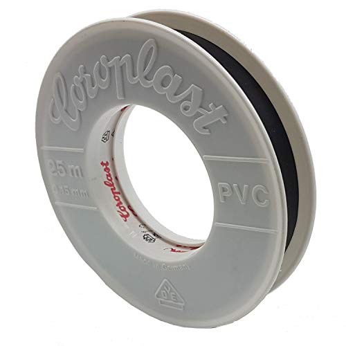 Coroplast Isolierband Iso Klebe Band Elektriker Elektro PVC-Isolierband 10-25m 15-25mm 0,15mm (25m x 15mm, Schwarz) von Unbekannt