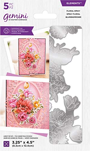 Crafters Companion GEM-MD-ELE-FLOSP Gemini Floral Decoupage-Elemente Metall Stanzform – Blumenspray, silber, Einheitsgröße von Crafter's Companion