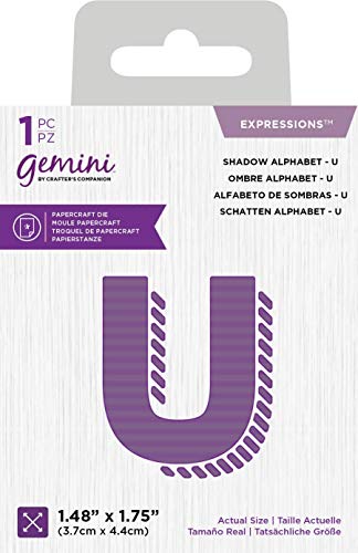 Crafters Companion GEM-MD-EXP-SHDU Gemini – Metallstanzformen – Expressions – Schatten Alphabet U, silber, Einheitsgröße von Gemini