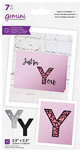 Crafters Companion GEM-STD-MASY Gemini – Dekoratives Alphabet-Stempel und Stanzschablonen-Set – Make A Statement – Y, silber, Einheitsgröße von Crafter's Companion