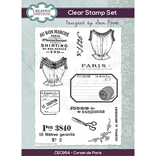 Creative Expressions Klare Stempel Clear Stamp Set Corset De Paris A5 - transparenter Photopolymer-Stempel, haftet an Acrylblöcken, dekoratives Zubehör für Karten, Journal, DIY-Basteln/Kunst von Creative Expressions