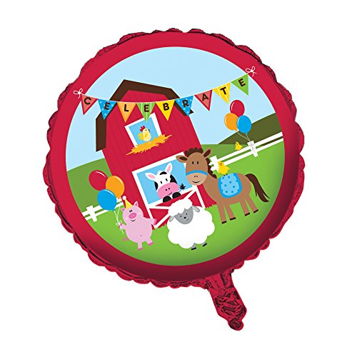 Creative Party PC045506 Folienballon, Motiv: Bauernhoftiere, rund, 1 Stück, mehrfarbig, Einheitsgröße von Creative Converting