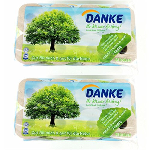 DANKE Toilettenpapier 3LG 32 Rollen aus 100% Recycling Papier sanftes Klopapier von Unbekannt