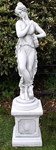 Deko Garten Figur Statue antike Frau auf klassischer Säule als Satz Skulptur aus Beton Gesamthöhe 94 cm von Unbekannt
