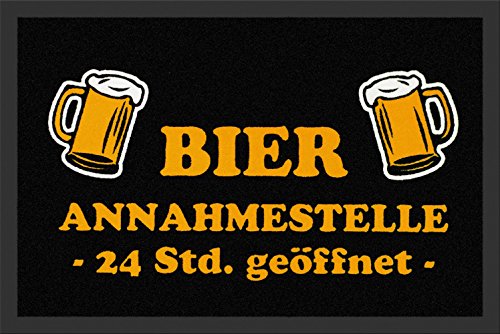 Designer Fußmatte Fussmatte Fußabstreifer Fussabstreifer Fußabtreter Fussabtreter Schmutzmatte Sauberlaufmatte Türfussmatte Türmatte Schmutzfangmatte Gr. 40 x 60 cm Bier Annahmestelle 24 Std. geöffnet schwarz witzig lustig von Bavaria Home Style Collection