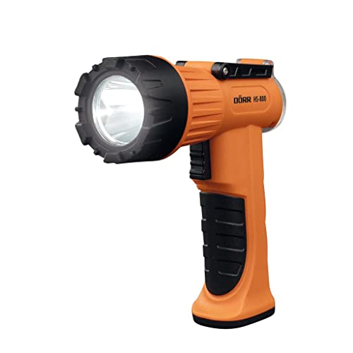 Dörr LED Handscheinwerfer HS-800 orange, Wiederaufladbare Notfalllampe, Notlicht, Taschenlampe, Reichweite bis zu ca. 600 Meter, 10W LED, Dimmbar, SOS Blinkfunktion von DÖRR