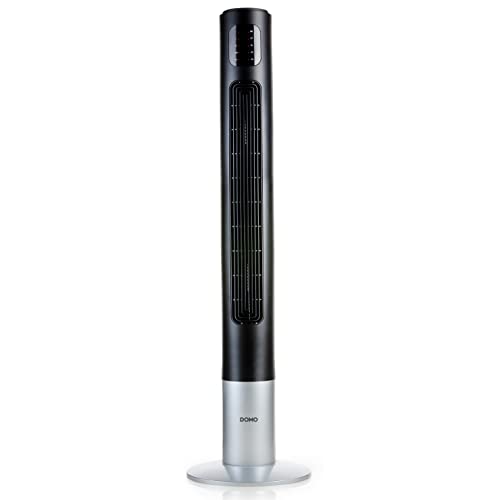 Domo DO8123 Turmventilator schwarz/silber mit Fernbedienung, LED-Display und 7,5 Std.-Timer von Domo