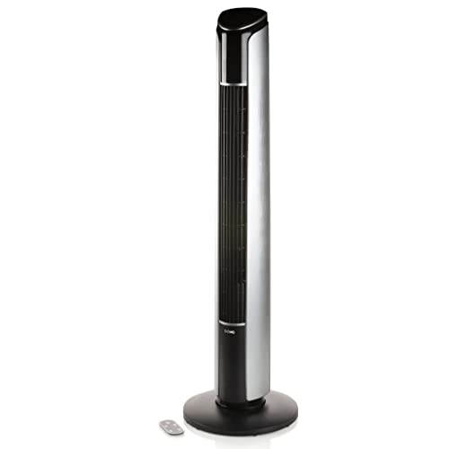 DOMO Turmventilator DO8127 Ventilator, silber/schwarz, mit Fernbedienung, LED-Display und 12 Std.-Timer von Domo