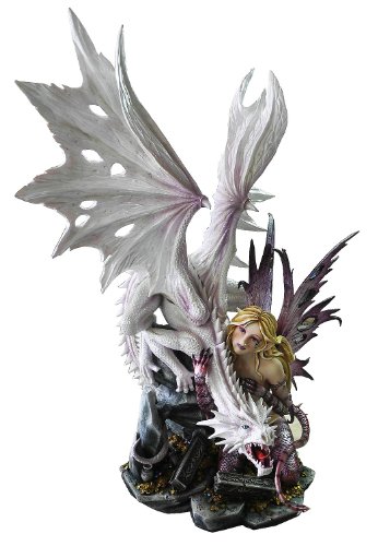 Unbekannt Drachen Elfe Figur - Dragon Guard mit großem weißen Drachen von Unbekannt