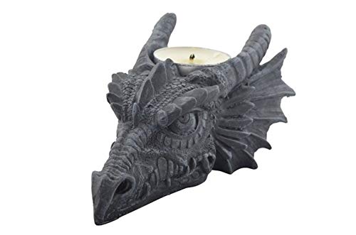 Drachenkopf Gothic Drachen Teelichthalter 13x9cm Kerzenhalter von Joh. Vogler GmbH