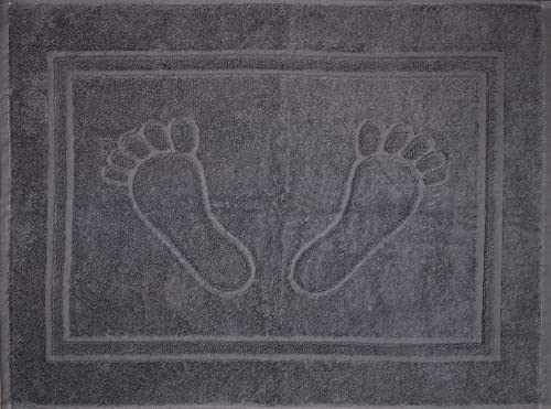 Unbekannt Duschvorleger, Badematte, Frottee, Frottier, 50 x 70 cm, Uni einfarbig, Badvorleger, 100% Baumwolle (grau-Füße) von Unbekannt