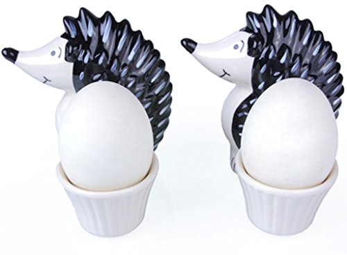 Eierbecher Set - Modell Igel 2-er Set , 2 Stk schwarz weiss exclusives Design von Unbekannt