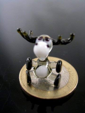 Elch mini - Miniatur Figur aus Glas weißer Elch mit schwarzen Schaufeln - Glasfigur - Glastier Deko Vitrine Setzkasten von Unbekannt