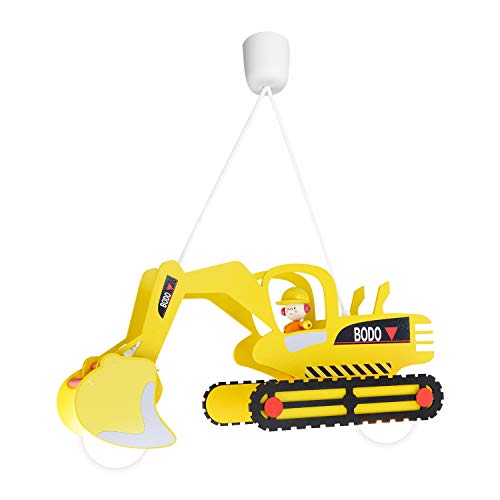 Elobra Hängelampe Kinderzimmer 'Bagger' | Hochwertige Kinderzimmerlampe für Jungen, Bagger Lampe, Pendelleuchte, 60 x 25 x 25 cm, Handarbeit, Gelb Elobra Hängelampe Kinderzimmer 'Bagger' | Hochwertige Kinderzimmerlampe für Jungen, Bagger Lampe, Pendelleuchte, 60 x 25 x 25 cm, Handarbeit, Gelb von Elobra