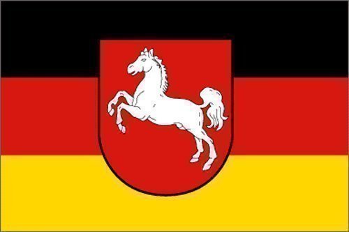 Fahne NIEDERSACHSEN WAPPEN Flagge, Grösse: ca. 90x150 cm, Ordentliche Stoffqualität - KEINE hauchdünne Chinaware - Stoffgewicht ca. 90 gr/m2 von trends4cents